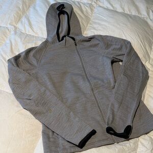 Ibex Light Gray Merino Zip-Up Hoodie-Small